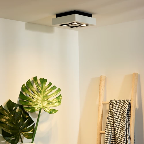 Lucide XIRAX - Spot plafond - LED Dim to warm - GU10 - 4x5W 2200K/3000K - Blanc - ambiance 1